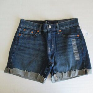 Gap Non Stretch 5" Mid Rise Dark Blue Denim Shorts Sz 0/25 NWT $45